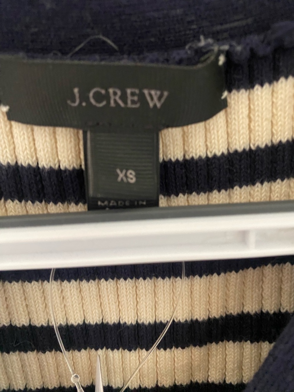 J. Crew Striped Lace-Up Ribbed Tank - Cream & Navy - Picture 3 of 5
